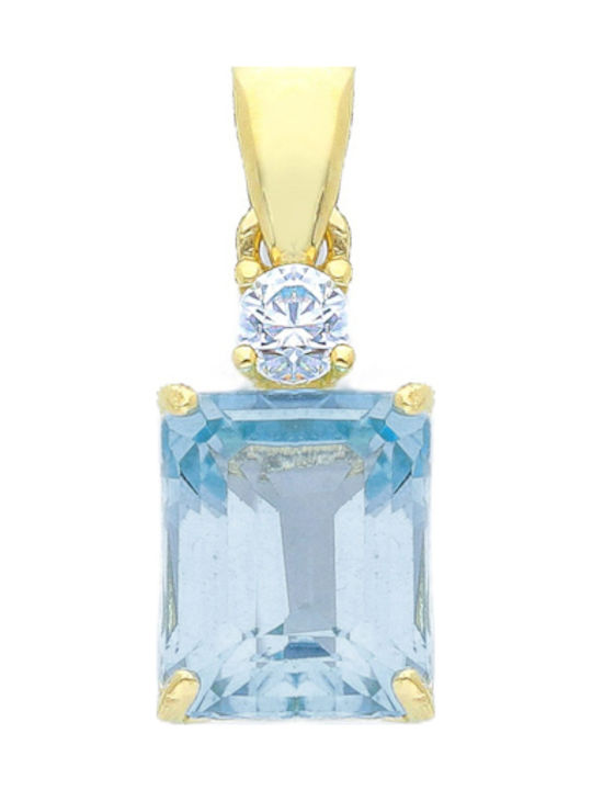 Mentzos Gold Stone Charm with Zircon Turquoise