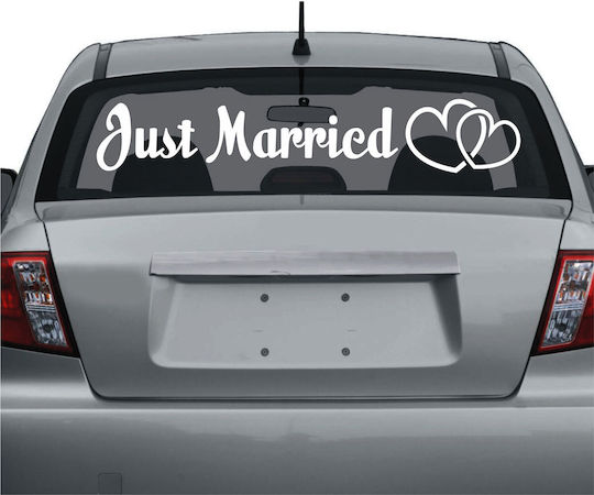 Decorative Sticker Glass Car Sticker Just Married 2 - Reverse Direction (inside From The Glass) 1pcs Orafol