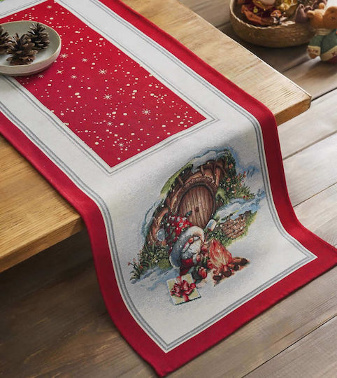 Gofis Home Weihnachtlich Tischtuch Läufer Stoff Rot L90xB40cm.