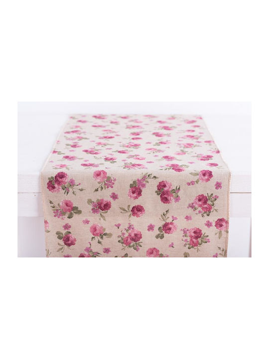 Beauty Home Флорален Коледен Покривка За Маса Текстилен Ранер Розов 32x150см
