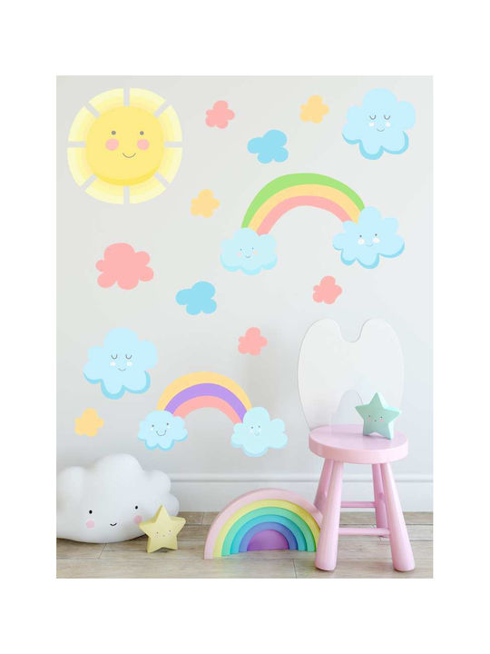 Kinder Wandsticker Wand Sonne und Regenbögen 70cm