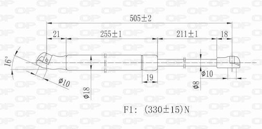 Open Parts Αμορτισέρ Πορτ Μπαγκάζ για Peugeot 207