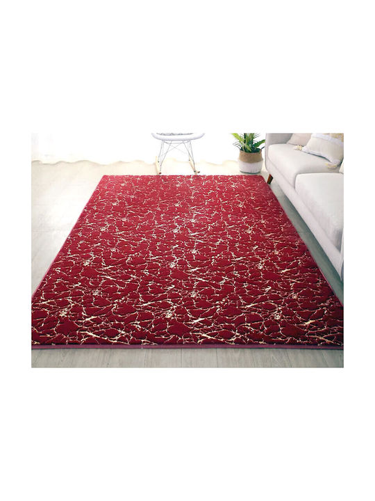 Marble Rutschfest Teppich Rechteckig Pelzige Red