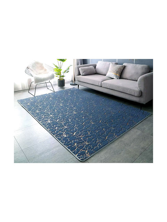 Marble Rutschfest Teppich Rechteckig Pelzige Blue