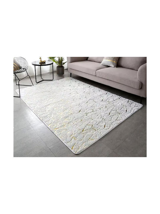 Marble Rutschfest Teppich Rechteckig Pelzige White