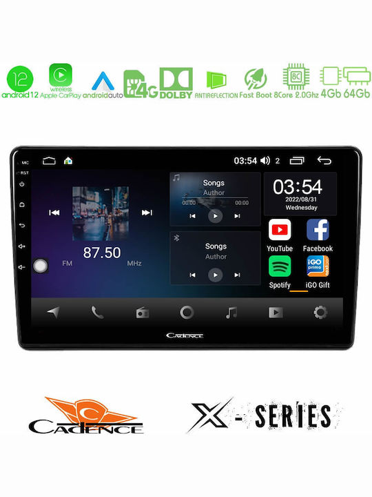 Cadence Auto-Audiosystem für Alfa Romeo Brera / Spinne 2004-2011 (Bluetooth/USB/WiFi/GPS/Apple-Carplay/Android-Auto) mit Touchscreen 9"