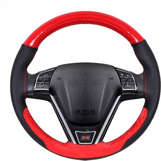Auto-Lenkradabdeckung Leder Rot