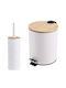 Estia Essentials Bamboo Toilet Brush and Basket Set Soft Close 5lt White