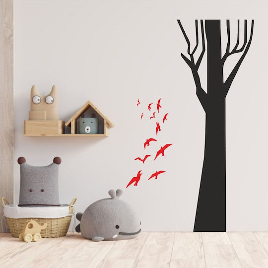 Kinder Wandsticker Baum Vögel Silber