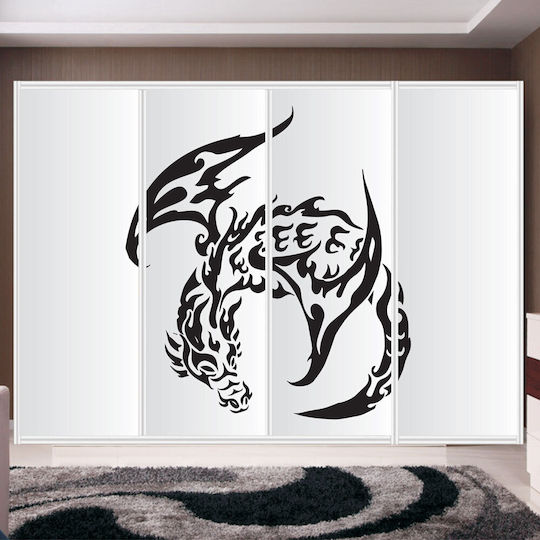 Αυτοκόλλητο Ντουλάπας Dragon Μαύρο