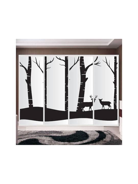 Dunkelblauer Wald Kleiderschrank Aufkleber