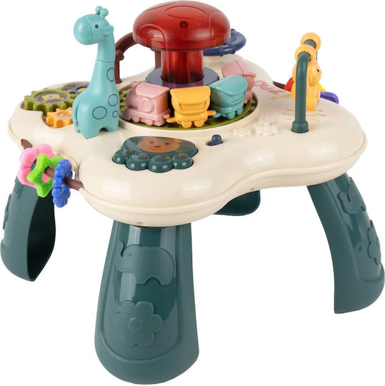 2in1 Happy Zoo Lernspielzeug-Tisch für Babys von Idealstore, inklusive Zugwaggons, drehbare Tiere, Lenkrad, abnehmbares interaktives Panel mit Licht- und Soundeffekten, bewegliche Elemente, Ein-/Ausschalter
