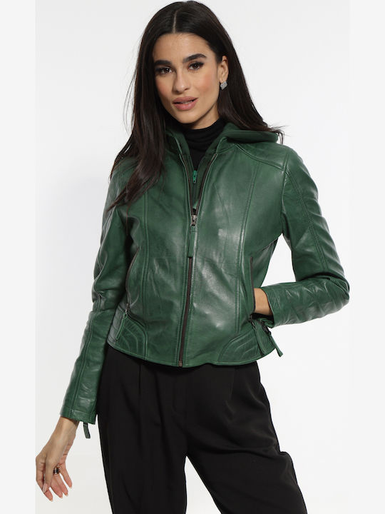 Newton Leather Crop Δερμάτινο Γυναικείο Μπουφάν...