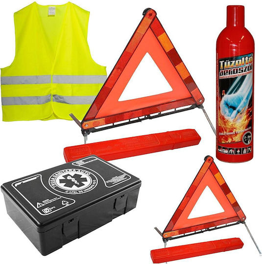 Set De Urgență Auto Cu Farmacie Extinctor Triunghi De Siguranță Și Vestă Reflectorizantă