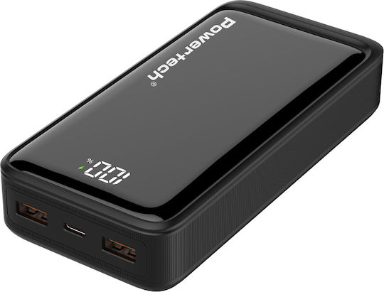 Powertech PT-1327 Power Bank 20000mAh 22.5W με 2 Θύρες USB-A και Θύρα USB-C Power Delivery / Quick Charge 3.0 Μαύρο
