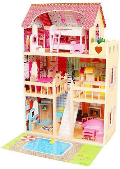 Căsuță de joacă pentru copii Bigshot Bsa333emc cu piscină 3 nivele 5 camere terasă 16 piese de mobilier 90 x 60 x 33 cm multicoloră