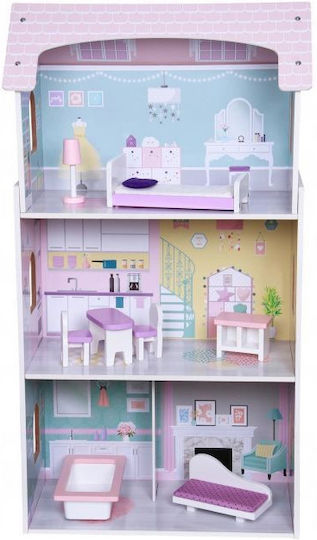 Wooden Dollhouse Kids Bigshot Bs4121pnk 3 Levels 4 Rooms Bathroom Kitchen Furniture Pink