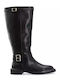 Leder Damenstiefel Schwarz