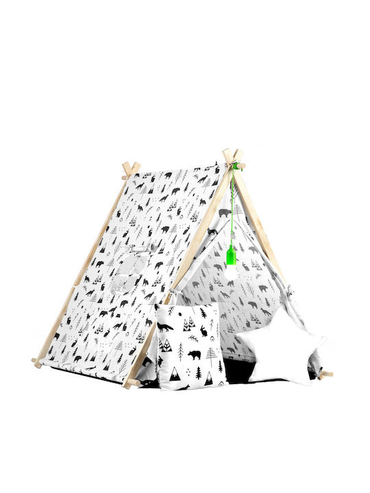 Play Tent Lights Idealstore Tipi Tipi Model Natural Cotton Cushions Insulating Mat Stable Structure Sliding Walls Storage Cover Animal Print Design