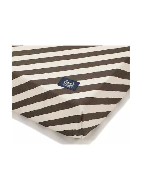 La Millou Stripes Baby Sheet Crib Cotton Fitted Brown 70x140cm