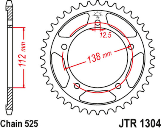 Hinteres Antriebsritzel JT 525 Teilung 42 Zähne Stahl Schwarz JTR1304.42ZBK