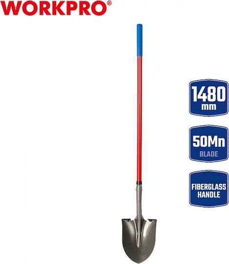 Φτυαρι Κυρτο Fiberglass Λαβη Μακρια 1480mm Wp335007 Workpro