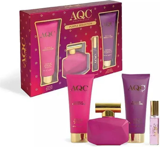 Aquarius Cosmetic Purple Seduction Damen Set mit Eau de Parfum und Duschgel 4Stück