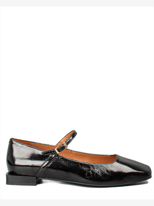 Lederne Damen Ballerinas in Schwarz Farbe