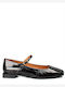 Lederne Damen Ballerinas in Schwarz Farbe