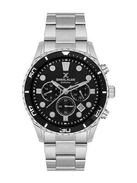 Daniel Klein Exclusive Men's Watch Chronograph Battery with Silver Metal Bracelet