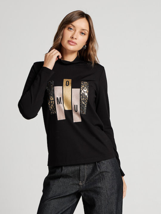 Women's Blouse Long Sleeve Turtleneck Black