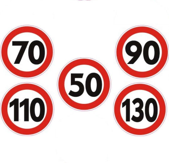 Idealstore Reflective Speed Limit Sign Set 50 Km H 70 Km H 90 Km H 110 Km H 130 Km H 11.5 Cm Diameter