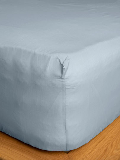 Sunshine Cotton Feelings 151 Σεντόνι King Size με Λάστιχο 180x200+30εκ. Light Blue