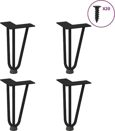 Hairpin Table Legs 4 Pieces Black 20 Cm Solid Steel Black 20 Cm
