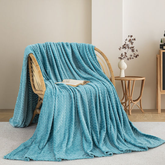 Adam Home (550) Κουβέρτα Fleece Υπέρδιπλη 220x240εκ. Aqua
