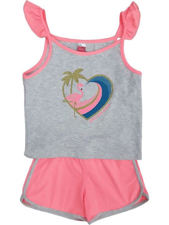 Joyce Παιδικό Σετ με Σορτς Grey, Pink 2τμχ