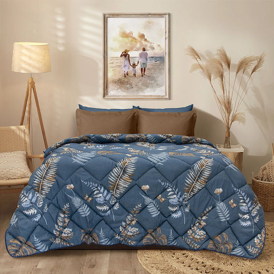 Lino Home Duvet Queen 220x240cm Petunia Blue 350 GSMGsm