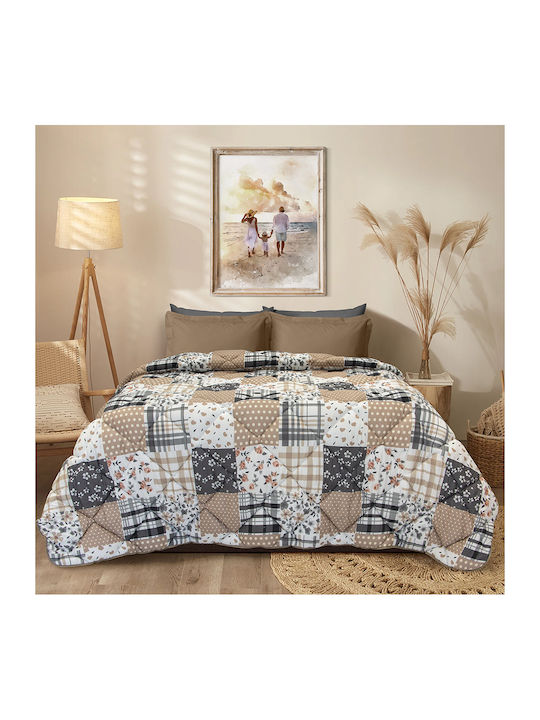 Lino Home Пухено Куинсайз 220x240бр Geranio Сив 350 г/м²Gsm