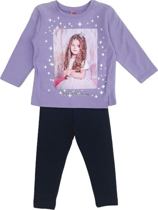 Joyce Kids Clothing Set with Leggings Purple 2 Pieces