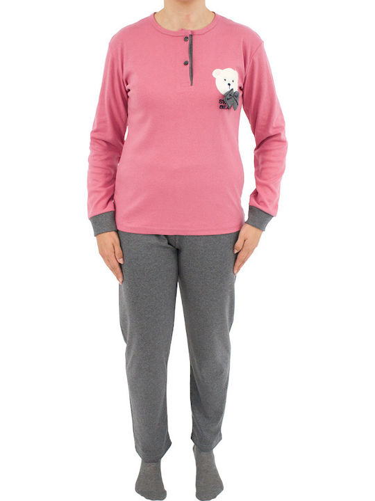 Fawn Winter Damen Pyjama-Set Rosa