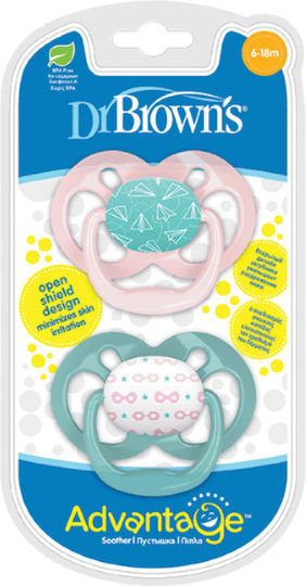 Dr. Brown's Advantage Pacifiers Silicone Pink-Sky Blue for 6-18 months 2pcs