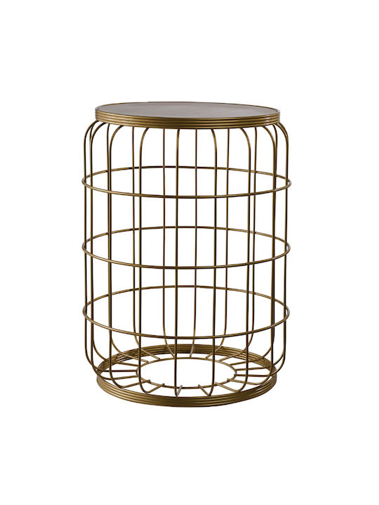 Masă Laterală Rotundă Din Lemn Bronz M38xL38xÎ54cm
