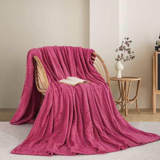 Adam Home (550) Κουβέρτα Fleece Υπέρδιπλη 220x240εκ. Φούξια