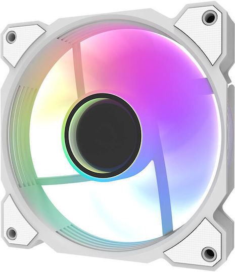 Darkflash DR08 Gehäuselüfter 120mm (1600rpm / 59,1cfm) mit RGB Beleuchtung und Verbindung 4-Pin PWM Weiß