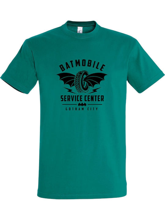 Batmobile Service Center Gotham City Batman T-shirt Batman Πράσινο Βαμβακερό Batmobile Service Center Gotham City Batman T-shirt Batman Πράσινο Βαμβακερό