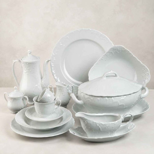 Cmielow "rococo Alb Porțelan Set de Vase 67buc
