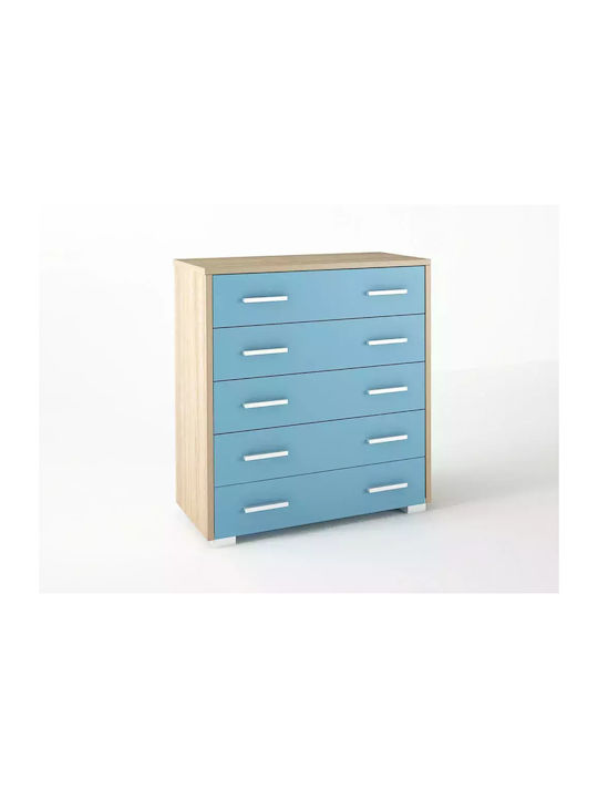 Kinderkommode Hellblau mit 5 Schubladen 80x45x90cm