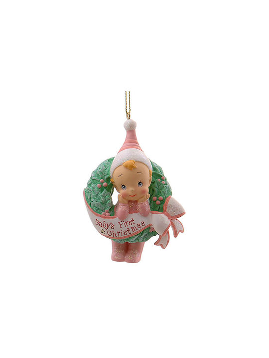Hanging Figure Ornament Polyresin Pink 10cm