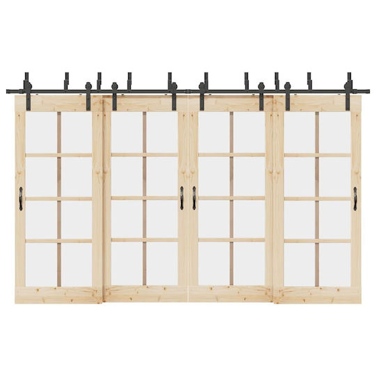 vidaXL Sliding Door Mechanism for Middle Door 366cm Black