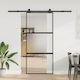 Vidaxl Συρόμενη Πόρτα Σετ Υλικού 90x205 Cm Γυαλί&αλουμίνιο Μαύρο